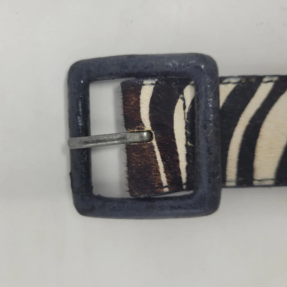 Zebra Print Belt Small Haircalf Animal Print Statement Y2K Mob Wife 90s Boho